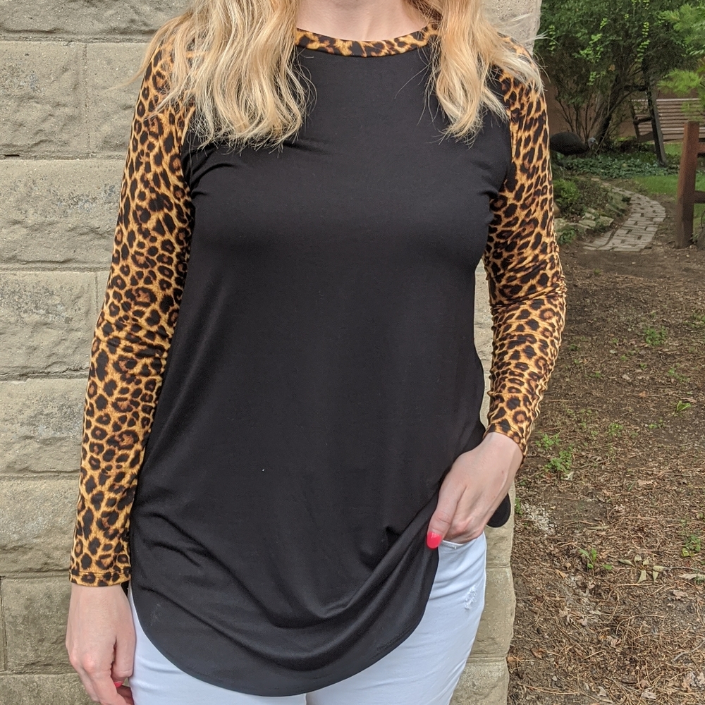 Animal Print Raglan Top